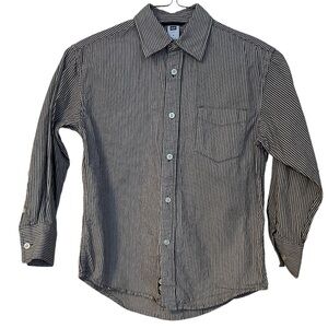 Gap Boy’s Shirt Brown & White Striped Button Down Size M